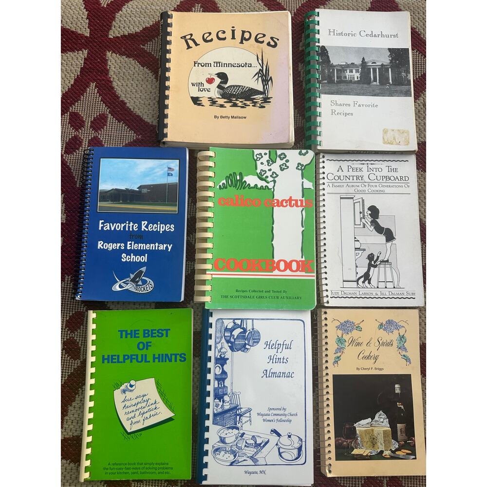 Vintage folk Cook books and helpful hints spiral lot 1970s 1980s